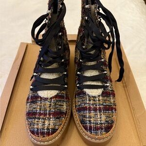 Steve Madden Multicolor Plaid Lace-Up Boots
